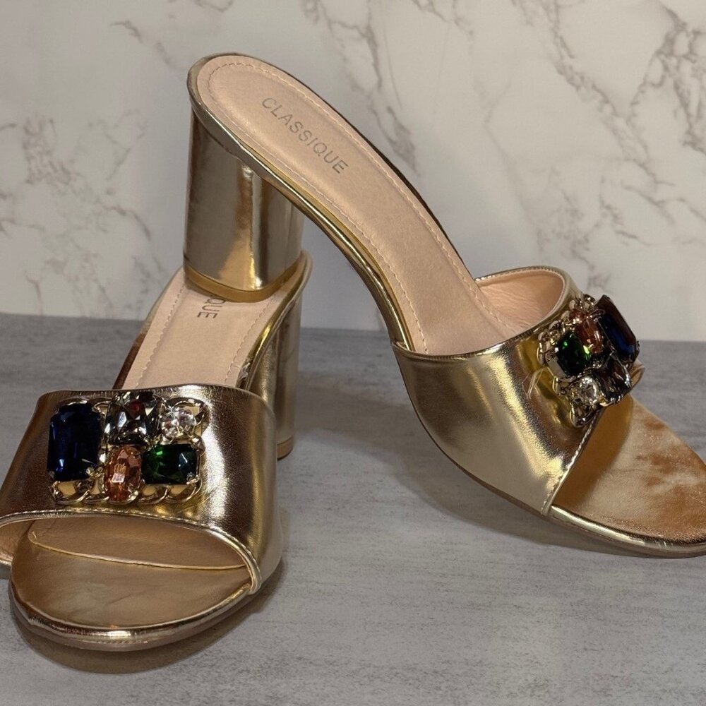 Classique Gold & Gemstone Mules